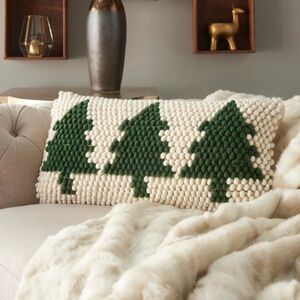 Mina Victory Home For The Holidays 3 Christmas Tree Throw Pillow 12 in x 24 in